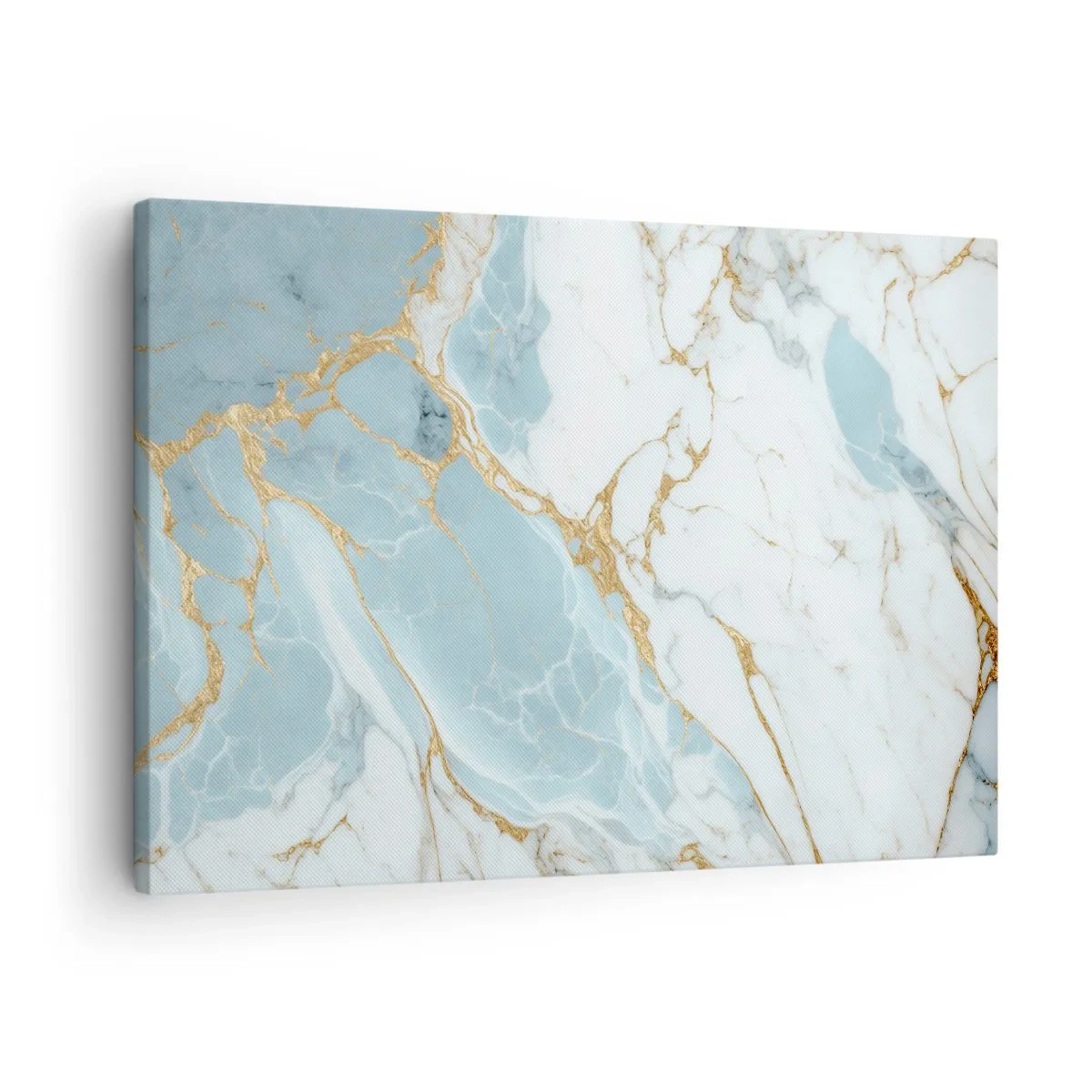 Vászonkép - Kék és fehér márvány minták hozzáadott arany erekkel - 70x50cm - A kő gazdagsága - Modern fali dekoráció nappalihoz és hálószobához ARTTOR