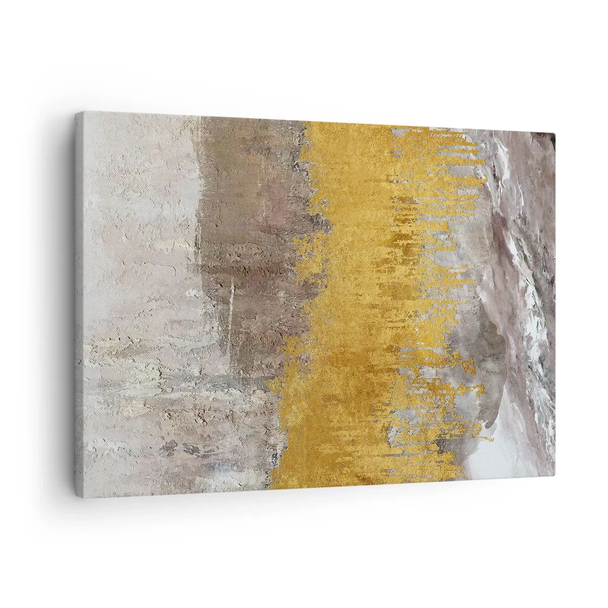 Vászonkép - Arany és bézs absztrakt minta - 70x50cm - Egy aranyszínű fuvallat - Modern fali dekoráció nappalihoz és hálószobához ARTTOR