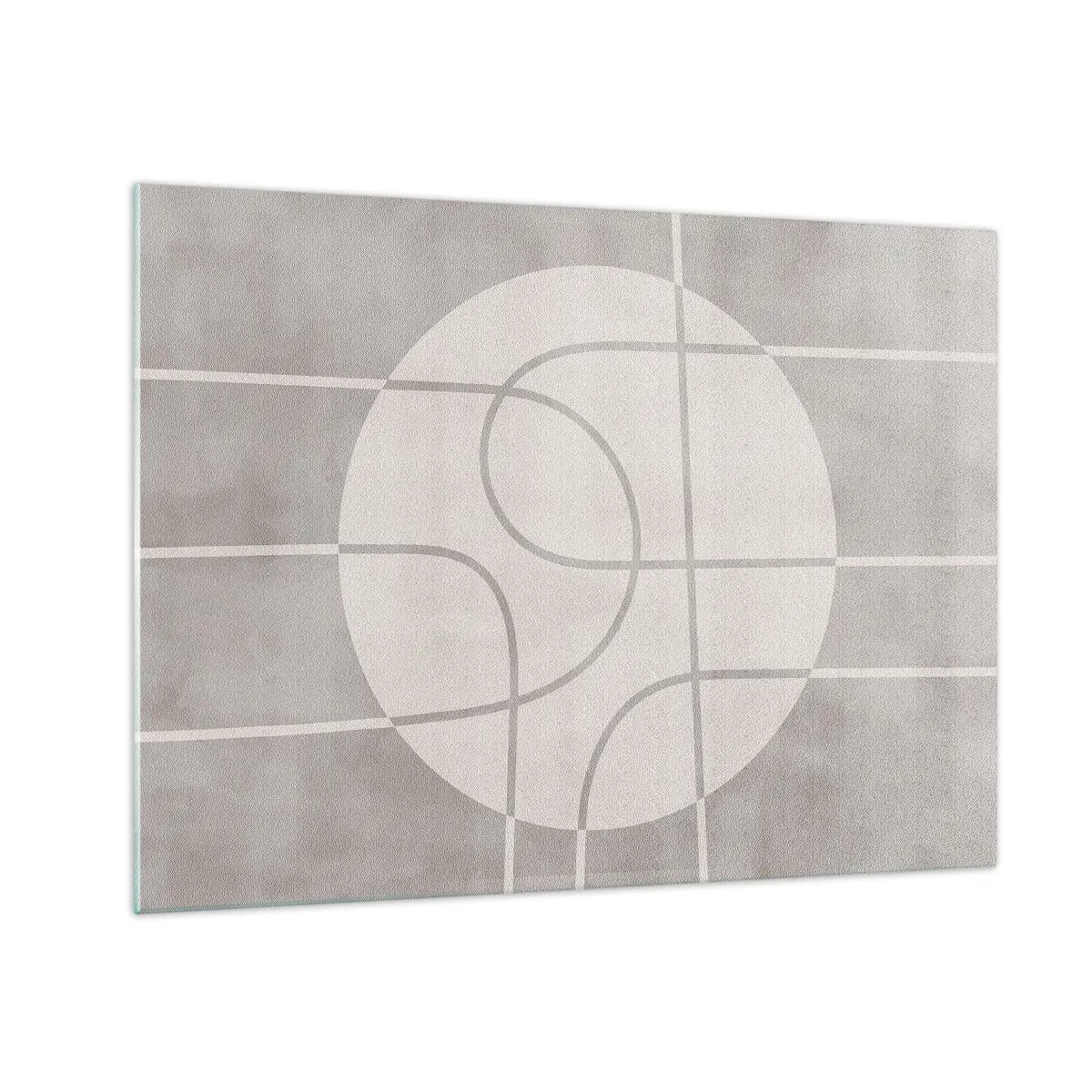 Üveg kép - Bézs vonalak és körök geometrikus kompozíciót hoznak létre - 70x50cm - Körkörös és egyenes - Modern fali dekoráció nappalihoz és hálószobához ARTTOR