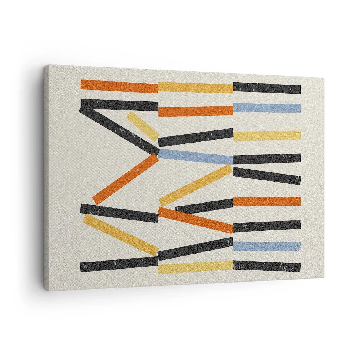 Vászonkép - Absztrakt kompozíció színes és fekete téglalapokkal vízszintes elrendezésben - 70x50cm - Vízszintes kompozíció - Modern fali dekoráció nappalihoz és hálószobához ARTTOR