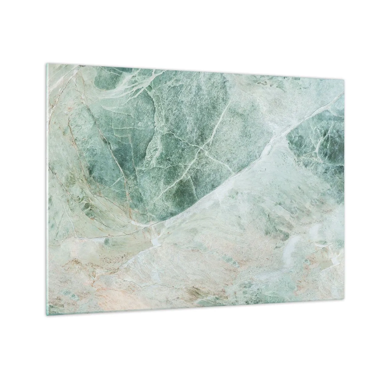Üveg kép - Zöld-bézs textúra, amely természetes kőre hasonlít - 70x50cm - A kő nemes hűvössége - Modern fali dekoráció nappalihoz és hálószobához ARTTOR
