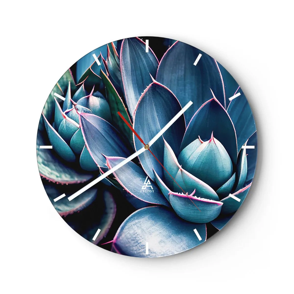 Falióra, Óra - Buja pozsgás rozetták türkiz és lila árnyalatokban - 30x30cm - Életerő - Modern fali dekoráció nappalihoz, konyhához és hálószobához ARTTOR