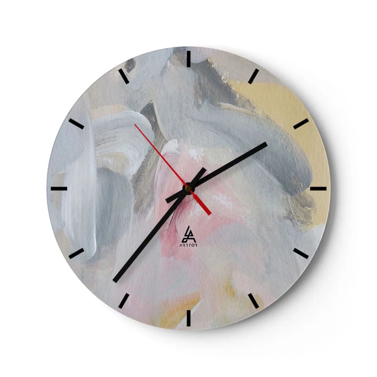 Falióra, Óra - Absztrakt pasztell foltok rózsaszín és szürke árnyalatokban - 30x30cm - Egy pasztell világban - Modern fali dekoráció nappalihoz, konyhához és hálószobához ARTTOR