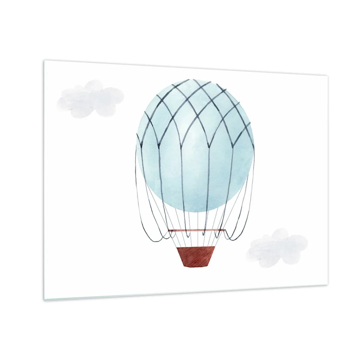Üveg kép - Kék hőlégballon a felhőkben - 70x50cm - Minden a felhőkben - Modern fali dekoráció nappalihoz és hálószobához ARTTOR
