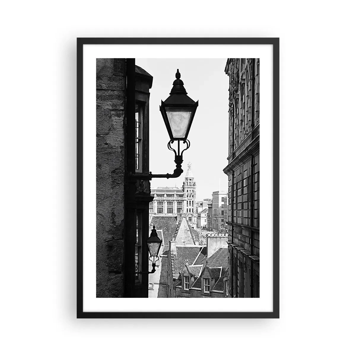 Poszter fehér keretben - A keskeny utcák varázsa - 50x70cm - Edinburgh-i történet - Modern fali dekoráció nappalihoz és hálószobához ARTTOR