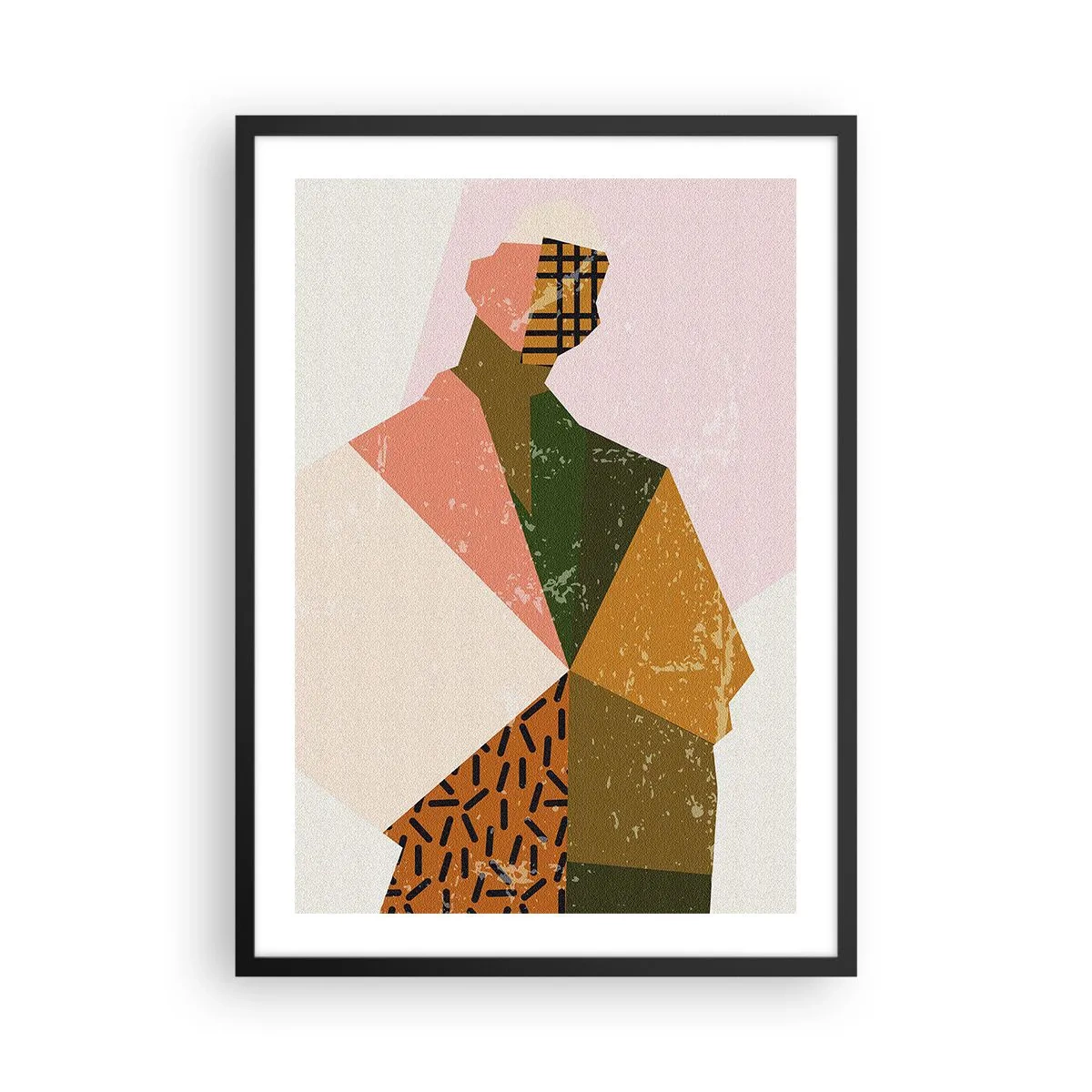 Poszter fehér keretben - Absztrakt sziluett geometrikus formákban - 50x70cm - Az ember - egy összetett lény - Modern fali dekoráció nappalihoz és hálószobához ARTTOR