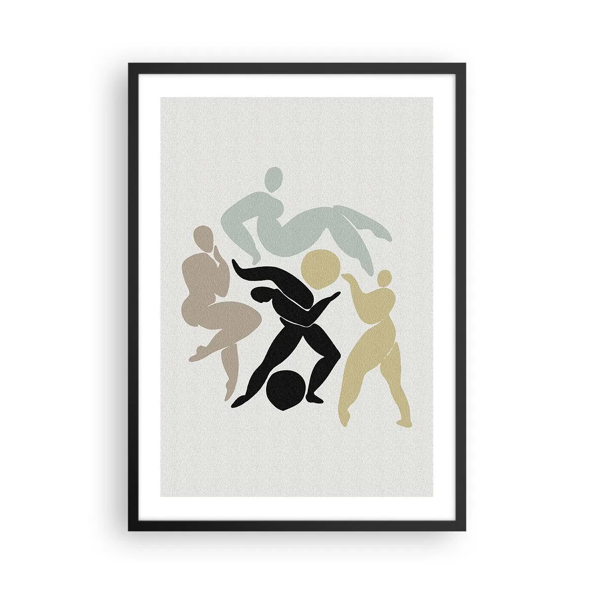 Poszter fehér keretben - Dinamikus mozgású alakok absztrakt sziluettjei - 50x70cm - Mozgás az egészségért és a szépségért - Modern fali dekoráció nappalihoz és hálószobához ARTTOR