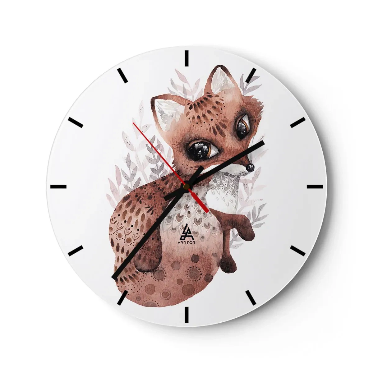 Falióra, Óra - Egy aranyos akvarell róka fehér alapon - 30x30cm - Csak szeretnivaló - Modern fali dekoráció nappalihoz, konyhához és hálószobához ARTTOR