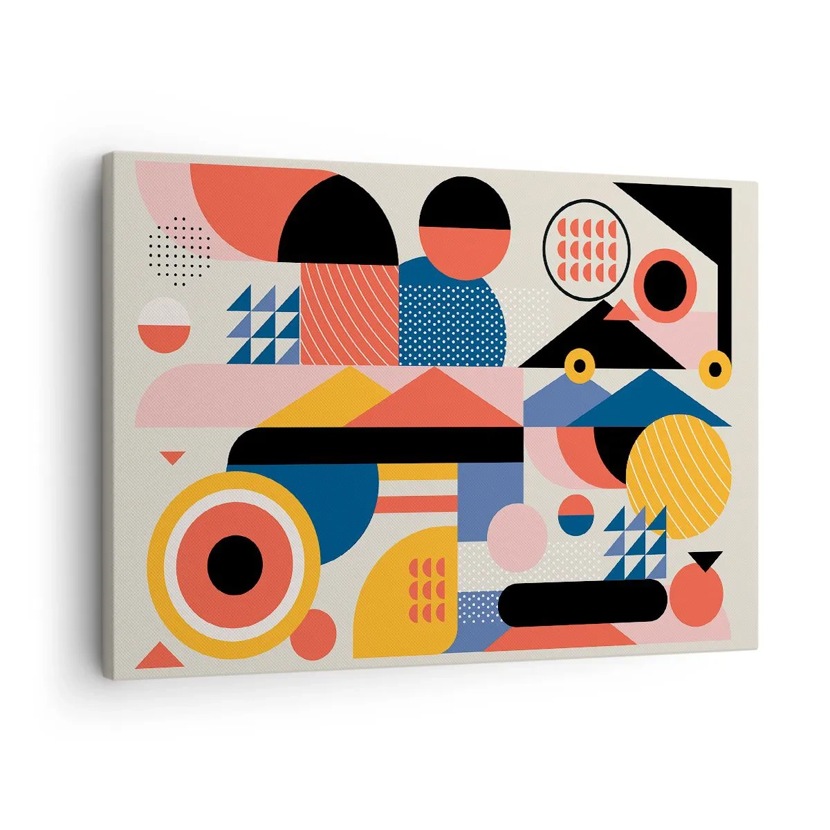 Vászonkép - Színes geometriai alakzatok retró stílusban - 70x50cm - Összetétel: játszadozzunk - Modern fali dekoráció nappalihoz és hálószobához ARTTOR