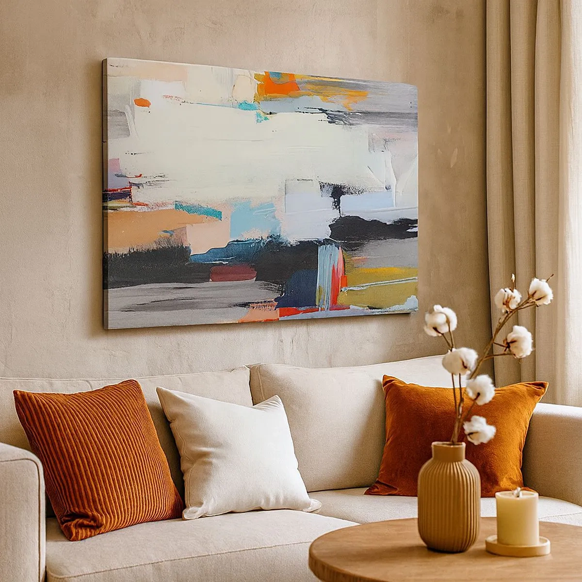 Vászonkép - Színes absztrakció dinamikus ecsetvonásokkal - 70x50cm - Van rá módszer? - Modern fali dekoráció nappalihoz és hálószobához ARTTOR