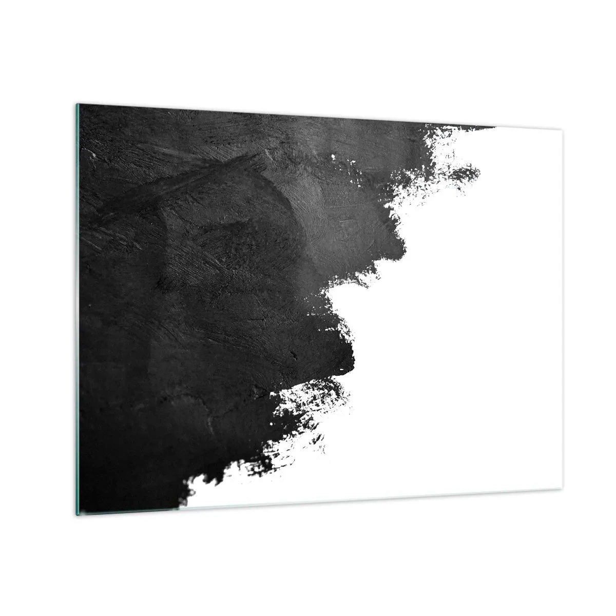 Üveg kép - Fekete festék textúra fehér alapon minimalista stílusban - 70x50cm - Elemek: föld - Modern fali dekoráció nappalihoz és hálószobához ARTTOR