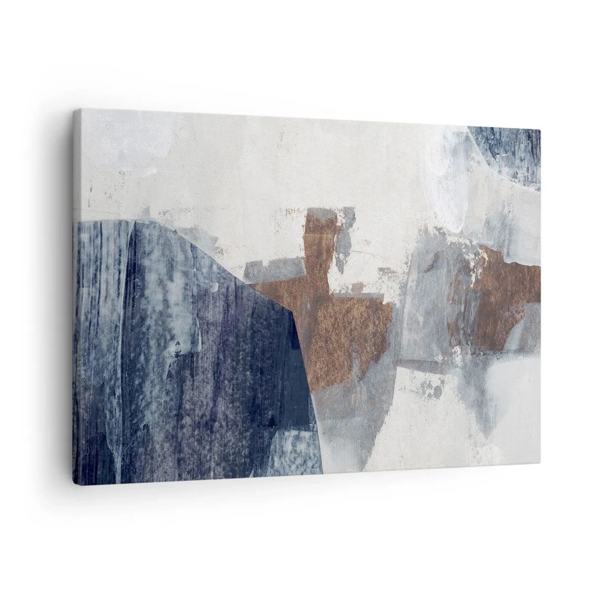 Vászonkép - Absztrakt formák kék és barna árnyalatokban - 70x50cm - Kékes barna formák - Modern fali dekoráció nappalihoz és hálószobához ARTTOR