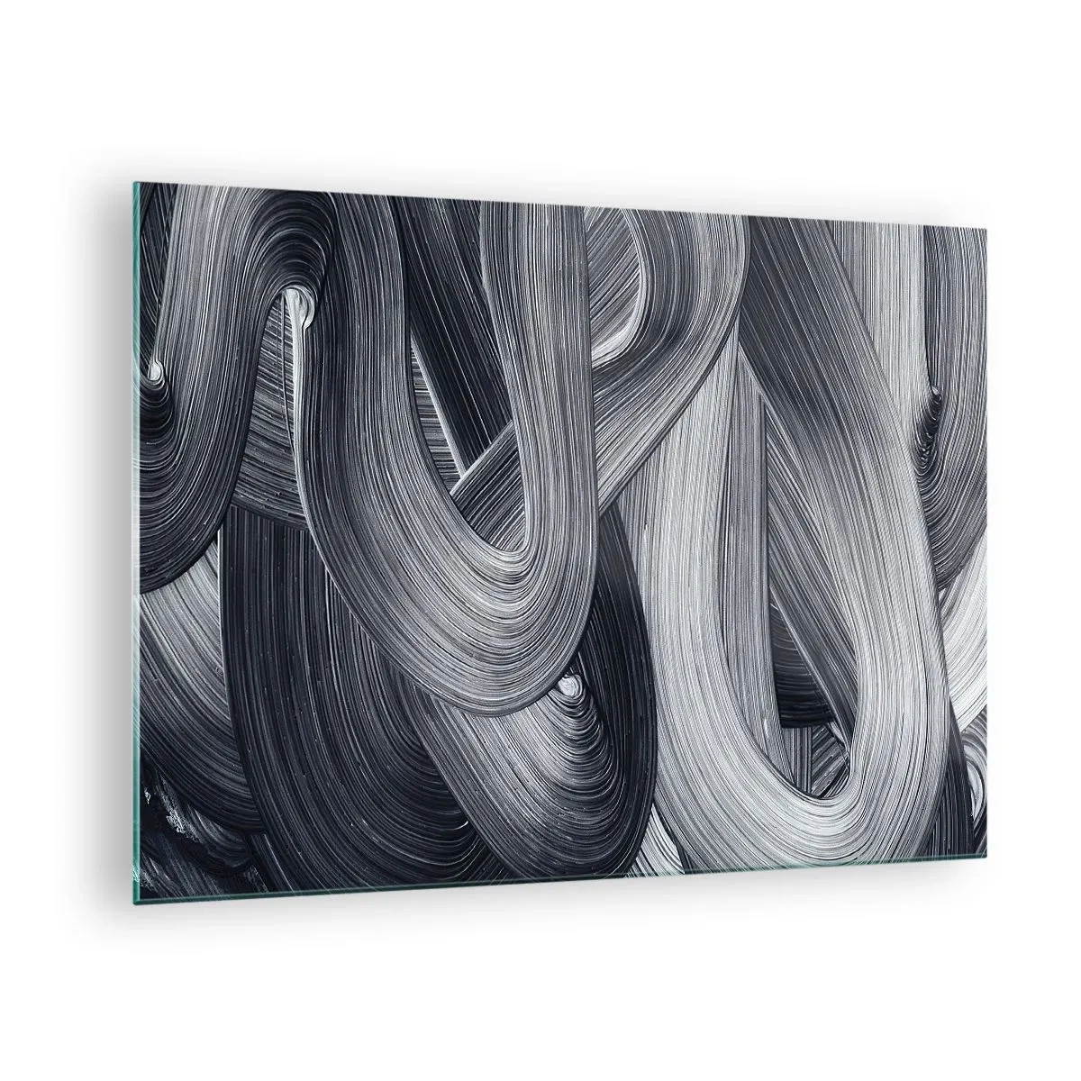 Üveg kép - Absztrakt ecsetvonások fekete és szürke árnyalatokban - 70x50cm - A valóság folyékonysága - Modern fali dekoráció nappalihoz és hálószobához ARTTOR