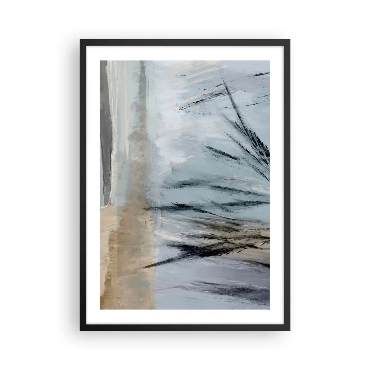 Poszter fehér keretben - A természet ihlette finom absztrakció visszafogott színekben. - 50x70cm - Téli mezők - Modern fali dekoráció nappalihoz és hálószobához ARTTOR