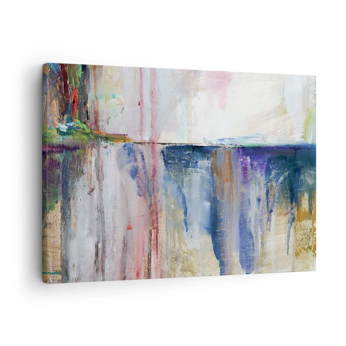 Vászonkép - Egy absztrakt színkompozíció, amely tükröződést kelt a vásznon. - 70x50cm - Színes benyomások és társítások - Modern fali dekoráció nappalihoz és hálószobához ARTTOR