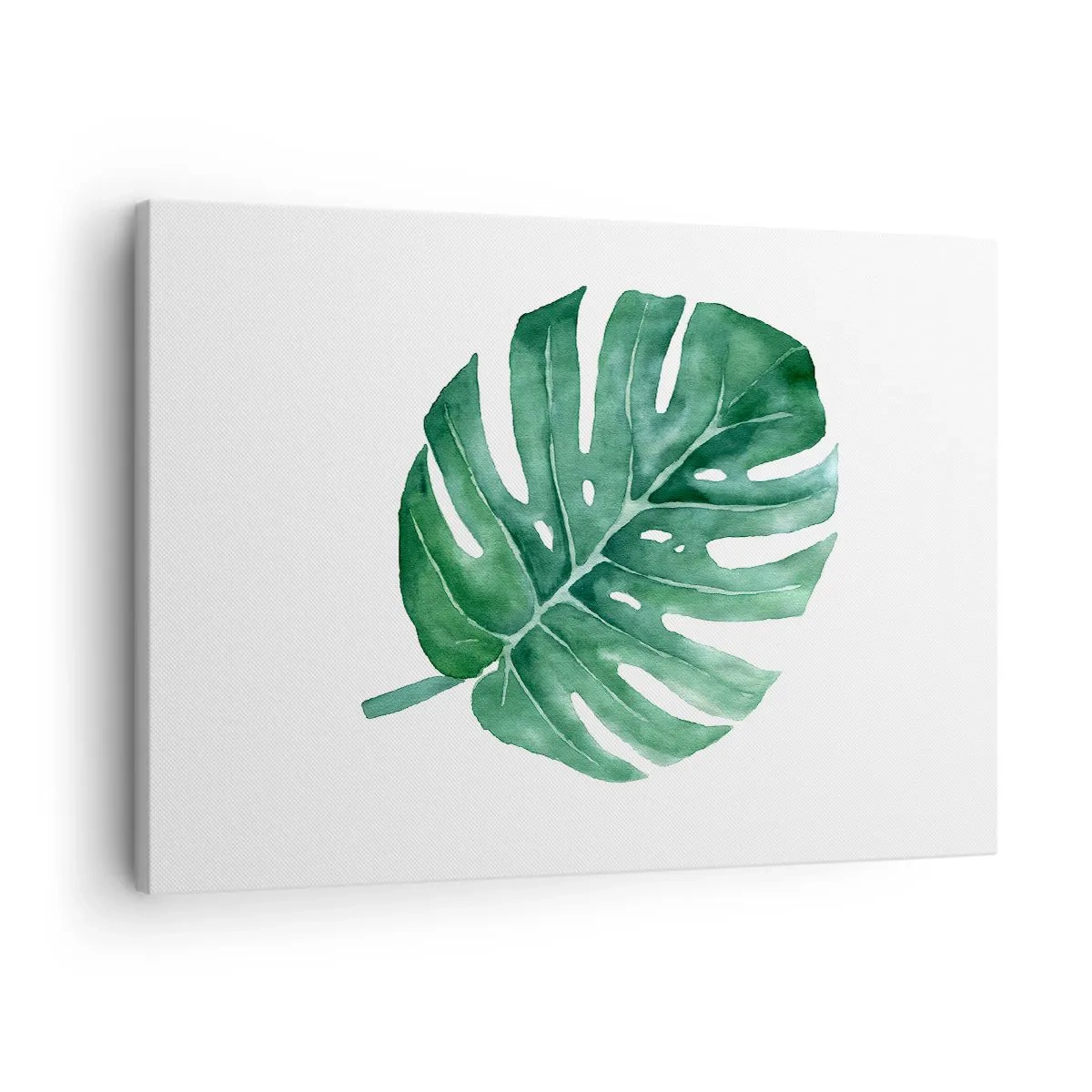 Vászonkép - Zöld monstera levél minimalista stílusban - 70x50cm - Zöld koncepció - Modern fali dekoráció nappalihoz és hálószobához ARTTOR