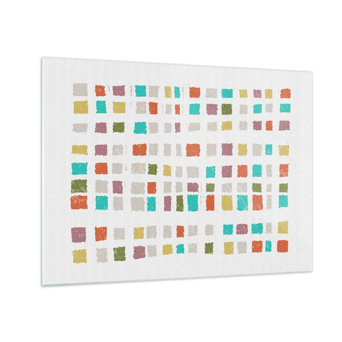 Üveg kép - Színes mozaik négyzetekből fehér alapon, absztrakt stílusban - 70x50cm - Ismeretlen játék - Modern fali dekoráció nappalihoz és hálószobához ARTTOR