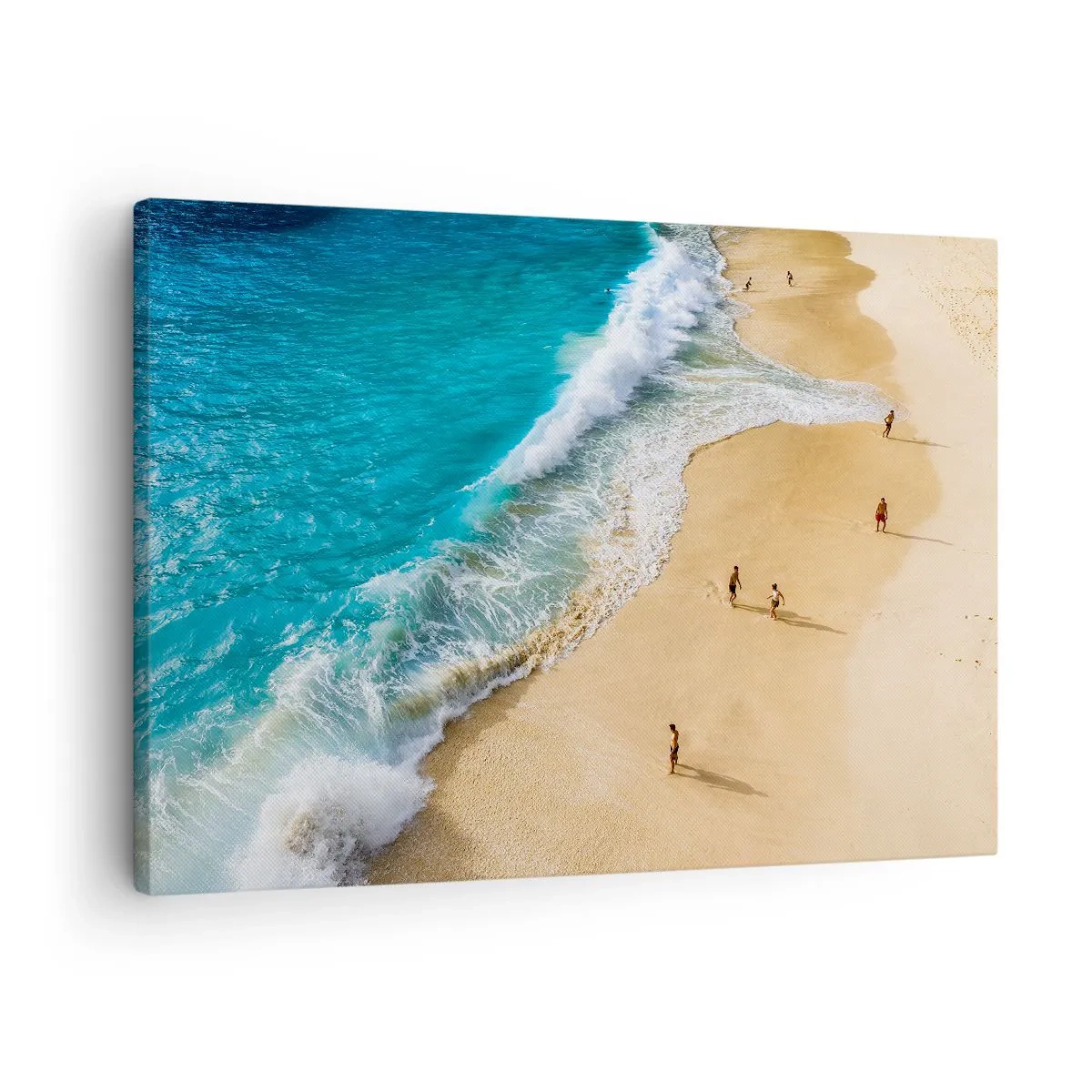 Vászonkép - Egy türkizkék vizű strand és sétáló emberek - 70x50cm - Aztán a nap, a tengerpart... - Modern fali dekoráció nappalihoz és hálószobához ARTTOR