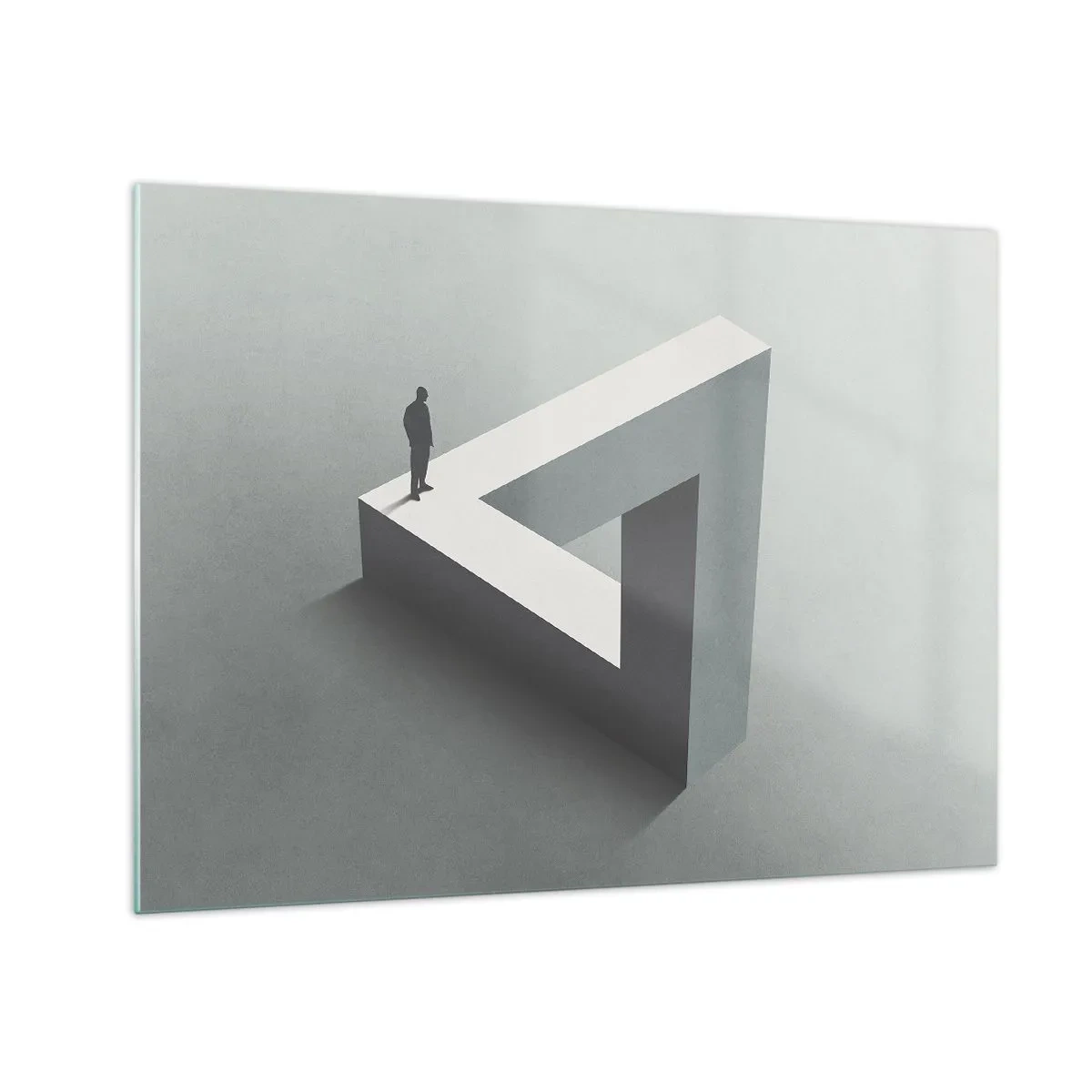 Üveg kép - Egy ábra egy geometriai szerkezeten optikai illúzió stílusában - 70x50cm - És mégis lehetséges - Modern fali dekoráció nappalihoz és hálószobához ARTTOR