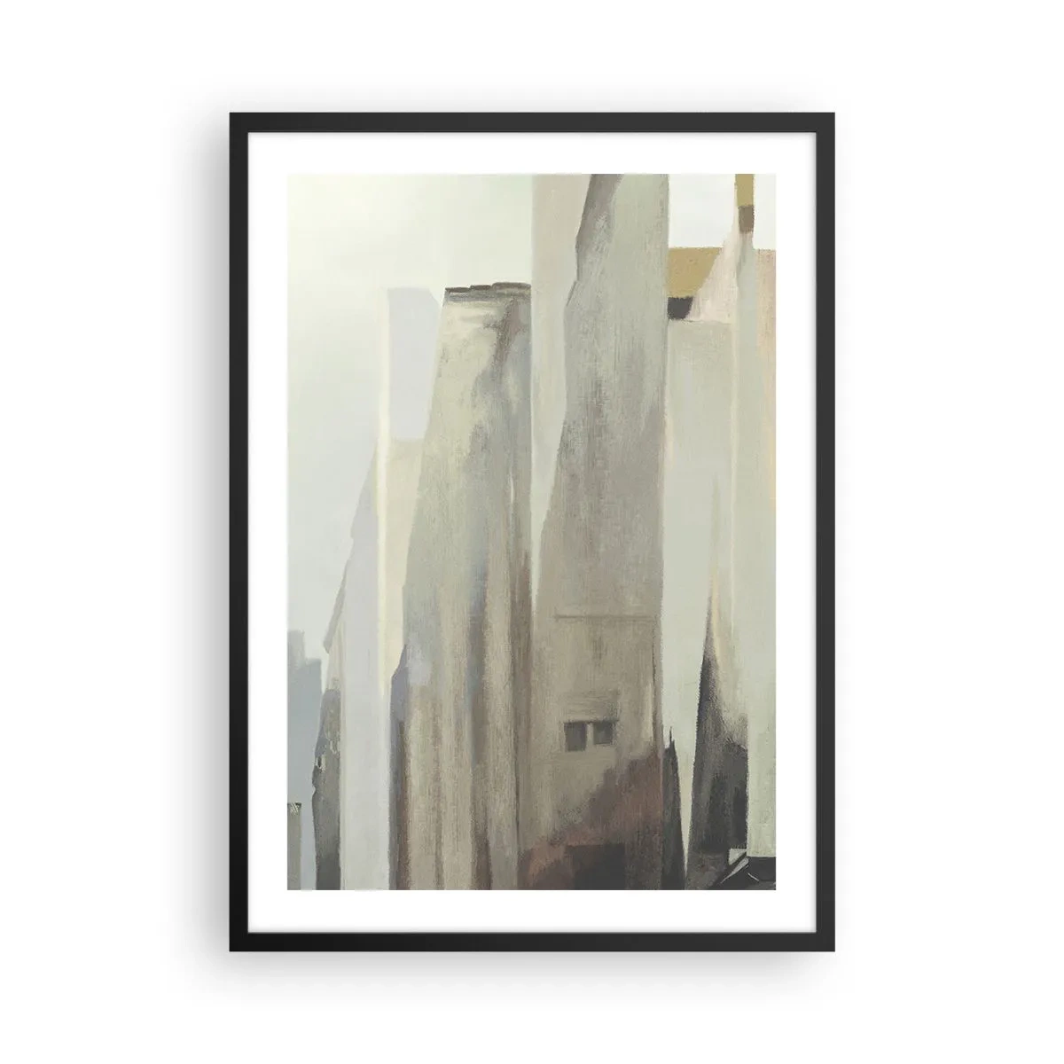 Poszter fehér keretben - Absztrakt építészet visszafogott színekben - 50x70cm - Álom a városról - Modern fali dekoráció nappalihoz és hálószobához ARTTOR