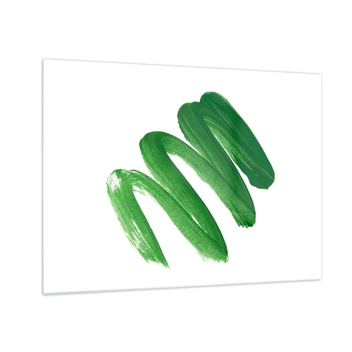 Üveg kép - Dinamikus zöld ecsetvonás fehér háttéren - 70x50cm - Egy zöld vicc - Modern fali dekoráció nappalihoz és hálószobához ARTTOR
