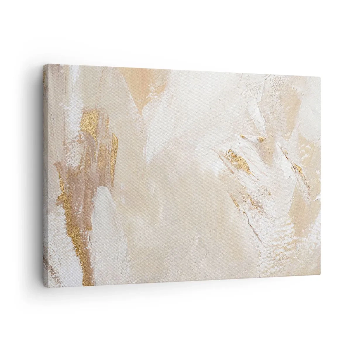 Vászonkép - Finom absztrakt tónusok bézs és arany árnyalatokban - 70x50cm - Pasztell kompozíció - Modern fali dekoráció nappalihoz és hálószobához ARTTOR