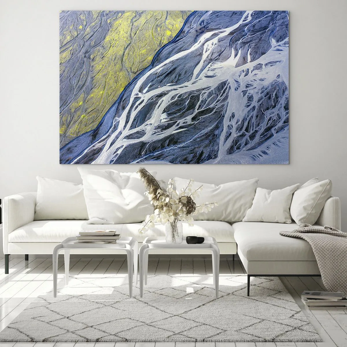 Üveg kép - Madártávlatból a földfelszín kanyargós patakokkal - 70x50cm - A természet barlangrajzai - Modern fali dekoráció nappalihoz és hálószobához ARTTOR