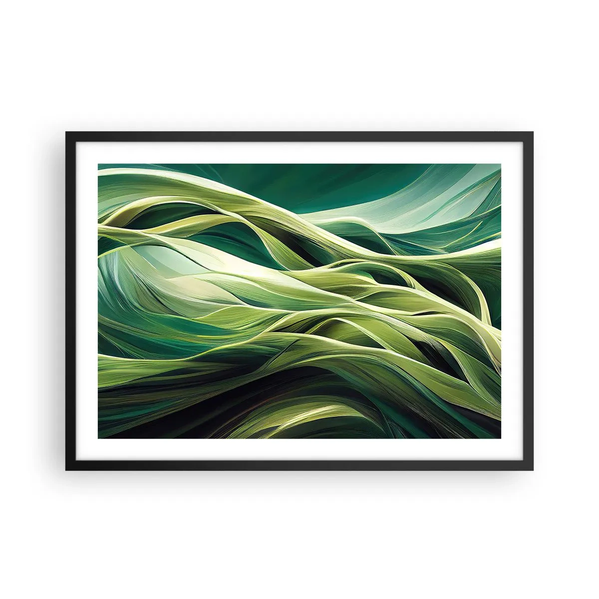 Poszter fehér keretben - Egy absztrakt zöldjáték - 70x50 cm
