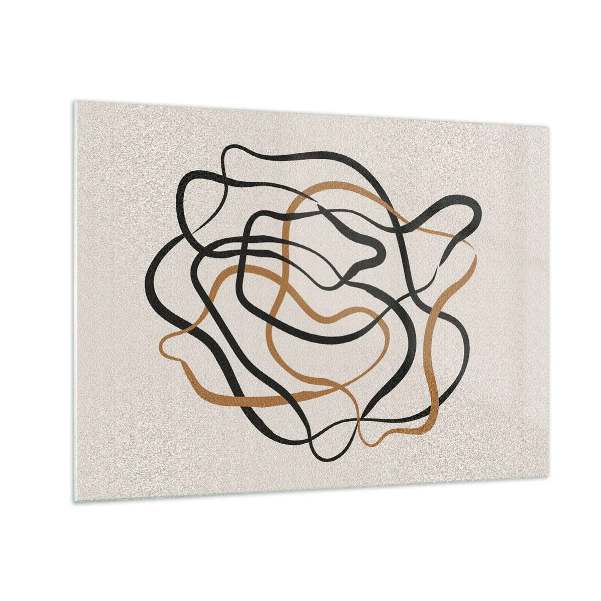 Üveg kép - Fekete és barna vonalak absztrakt kuszasága. - 70x50cm - Minden összezavarodott - Modern fali dekoráció nappalihoz és hálószobához ARTTOR