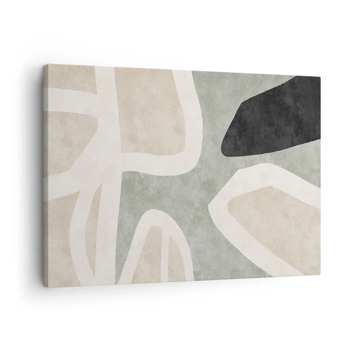 Vászonkép - Absztrakt formák visszafogott színekben - 70x50cm - Kompozíció fekete témával - Modern fali dekoráció nappalihoz és hálószobához ARTTOR