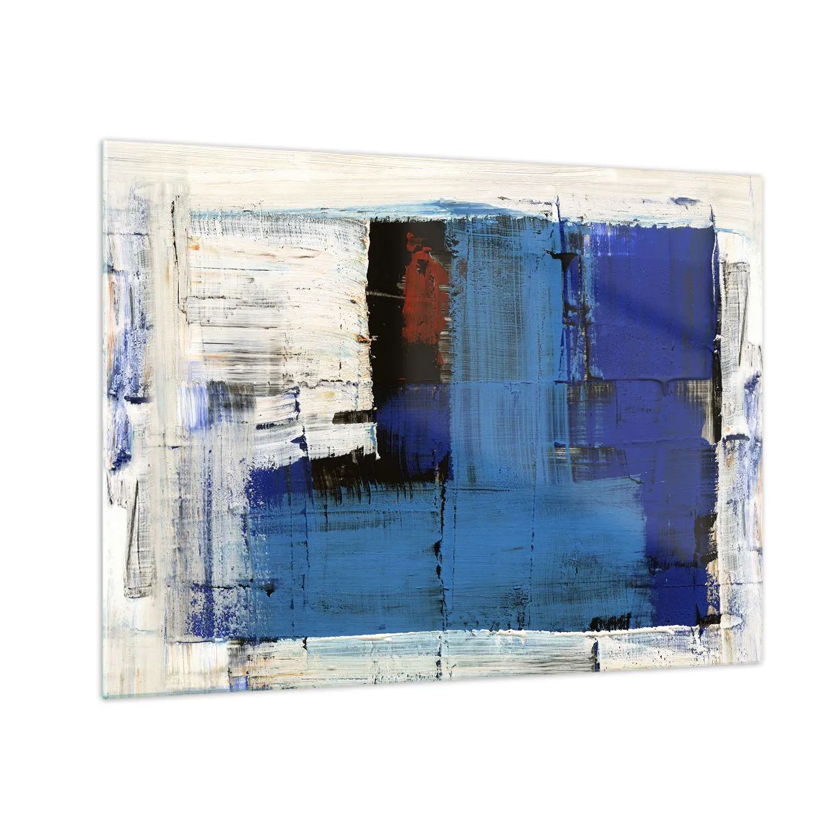 Üveg kép - Egy absztrakt kompozíció domináns kék színnel. - 70x50cm - A kék titka - Modern fali dekoráció nappalihoz és hálószobához ARTTOR
