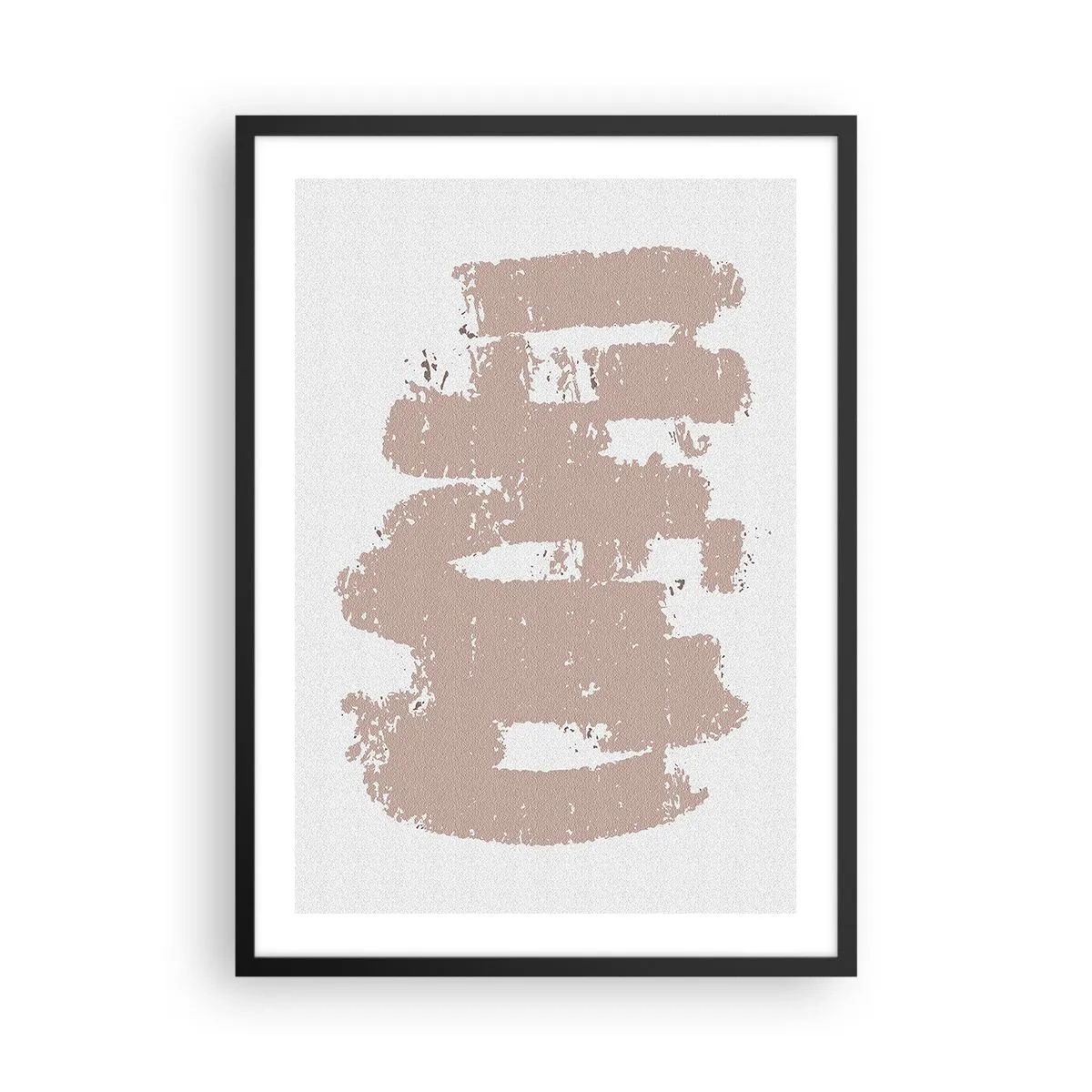 Poszter fehér keretben - Minimalista kompozíció bézs árnyalatokban - 50x70cm - Absztrakció lágy rózsaszínben - Modern fali dekoráció nappalihoz és hálószobához ARTTOR