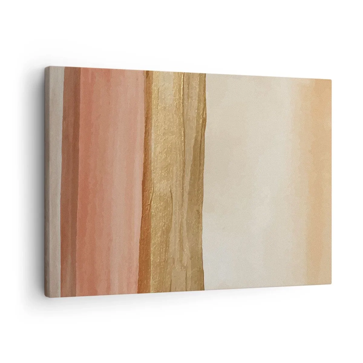 Vászonkép - Absztrakt csíkok bézs, arany és rózsaszín árnyalatokban, vászonon - 70x50cm - Függőleges kompozíció - Modern fali dekoráció nappalihoz és hálószobához ARTTOR
