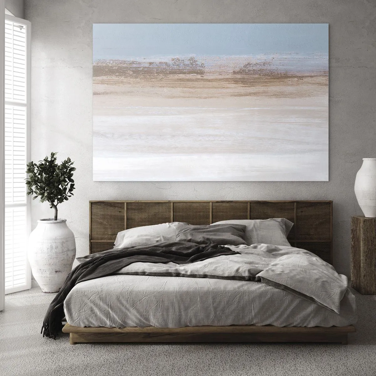 Üveg kép - Absztrakt táj pasztell éggel és földdel - 70x50cm - Többértelmű tájkép - Modern fali dekoráció nappalihoz és hálószobához ARTTOR