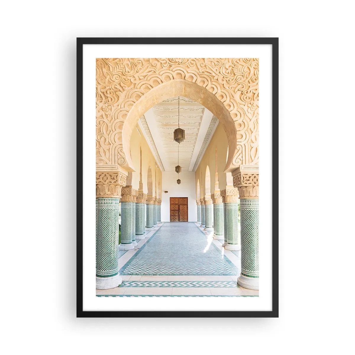 Poszter fehér keretben - Fotó egy díszített árkádfolyosóról keleti stílusban - 50x70cm - Scheherazade meséiből - Modern fali dekoráció nappalihoz és hálószobához ARTTOR