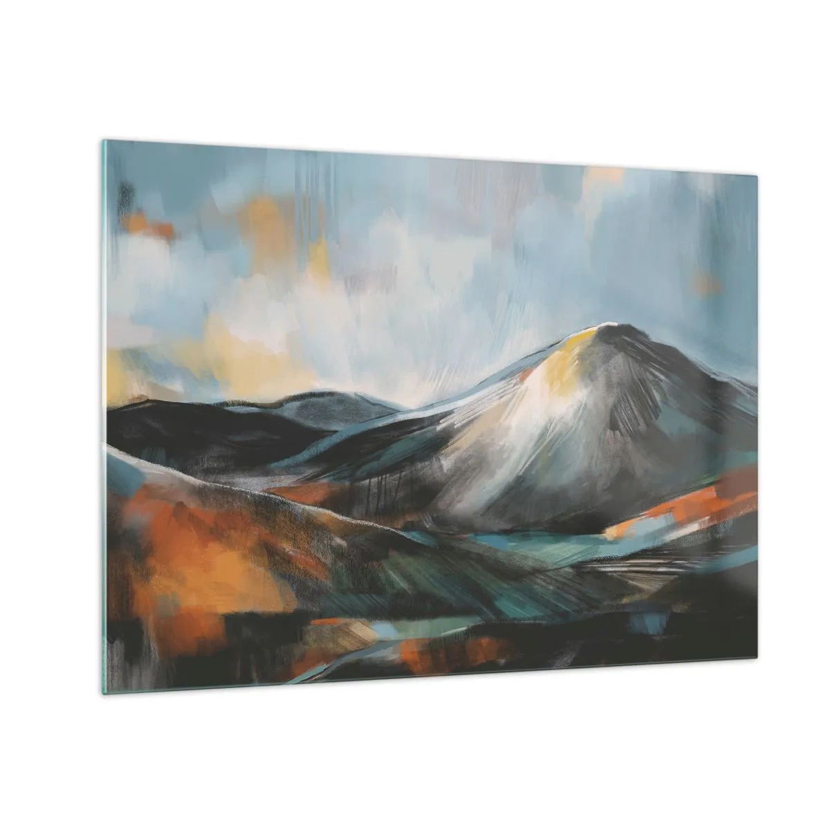 Üveg kép - Festői hegyi táj meleg és hideg színekben - 70x50cm - Nyers és gyönyörű - Modern fali dekoráció nappalihoz és hálószobához ARTTOR