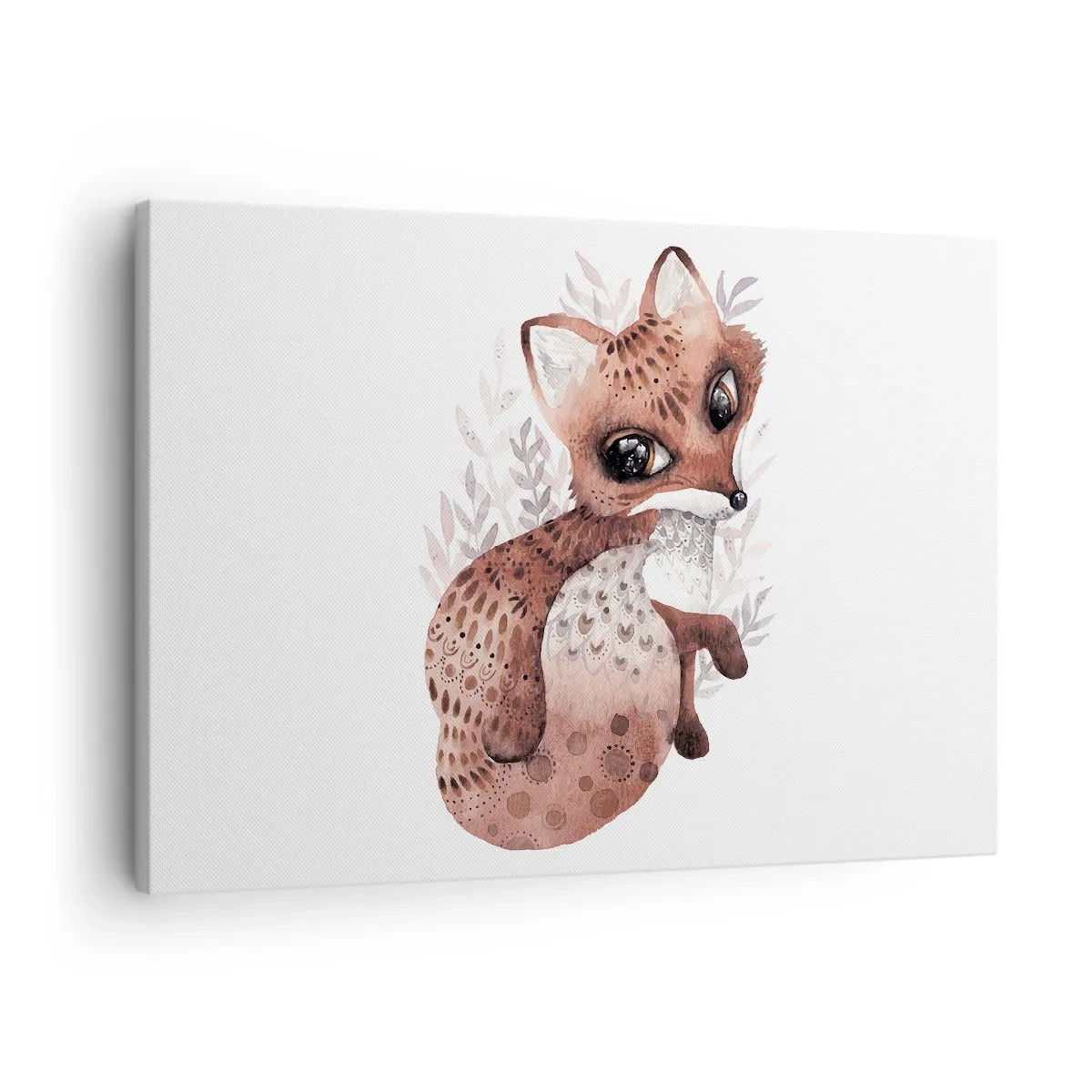 Vászonkép - Egy aranyos akvarell róka világos háttéren - 70x50cm - Csak szeretnivaló - Modern fali dekoráció nappalihoz és hálószobához ARTTOR