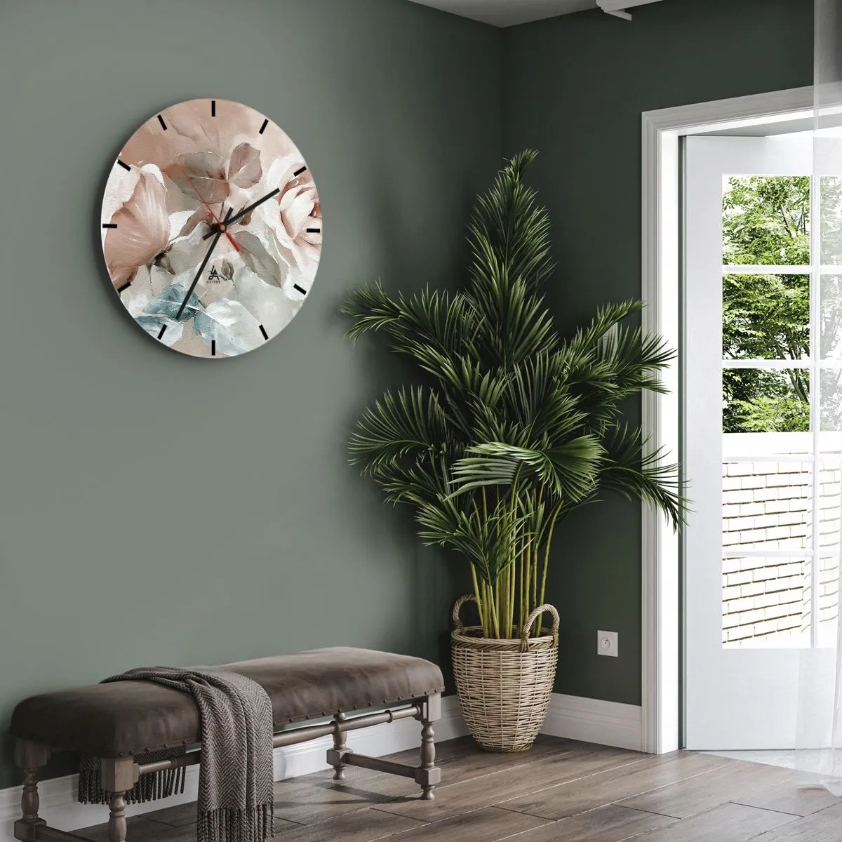 Falióra, Óra - Finom virágok pasztell árnyalatokban világos háttéren - 30x30cm - A romantika szelleme - Modern fali dekoráció nappalihoz, konyhához és hálószobához ARTTOR