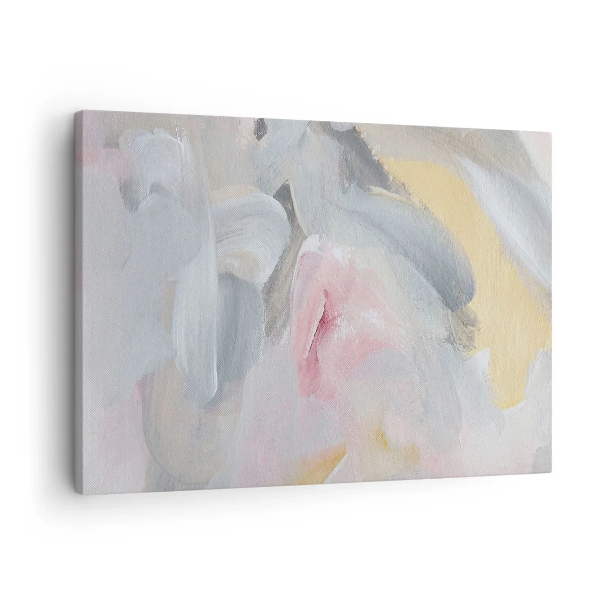 Vászonkép - Absztrakt pasztell ecsetvonások rózsaszín és szürke árnyalatokban. - 70x50cm - Egy pasztell világban - Modern fali dekoráció nappalihoz és hálószobához ARTTOR