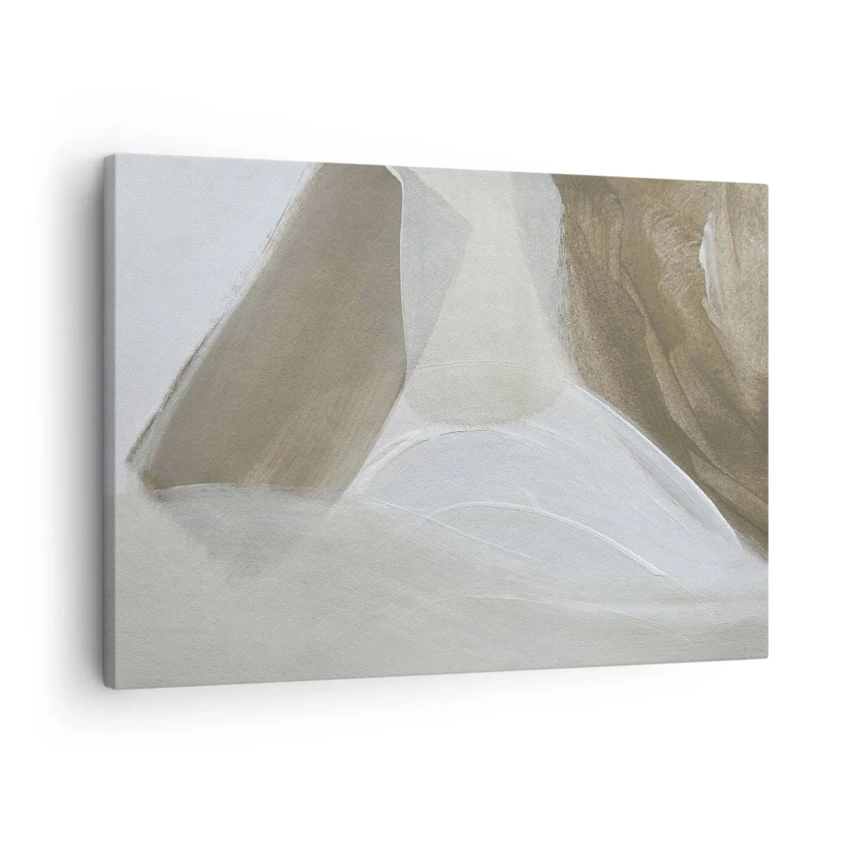 Vászonkép - Finom absztrakció bézs és fehér árnyalatokban - 70x50cm - Fehér hullámai - Modern fali dekoráció nappalihoz és hálószobához ARTTOR